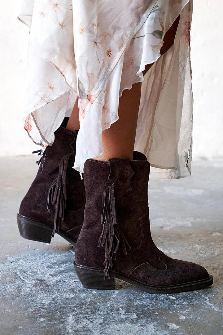 Camille™ | Bottines Suédées à Franges