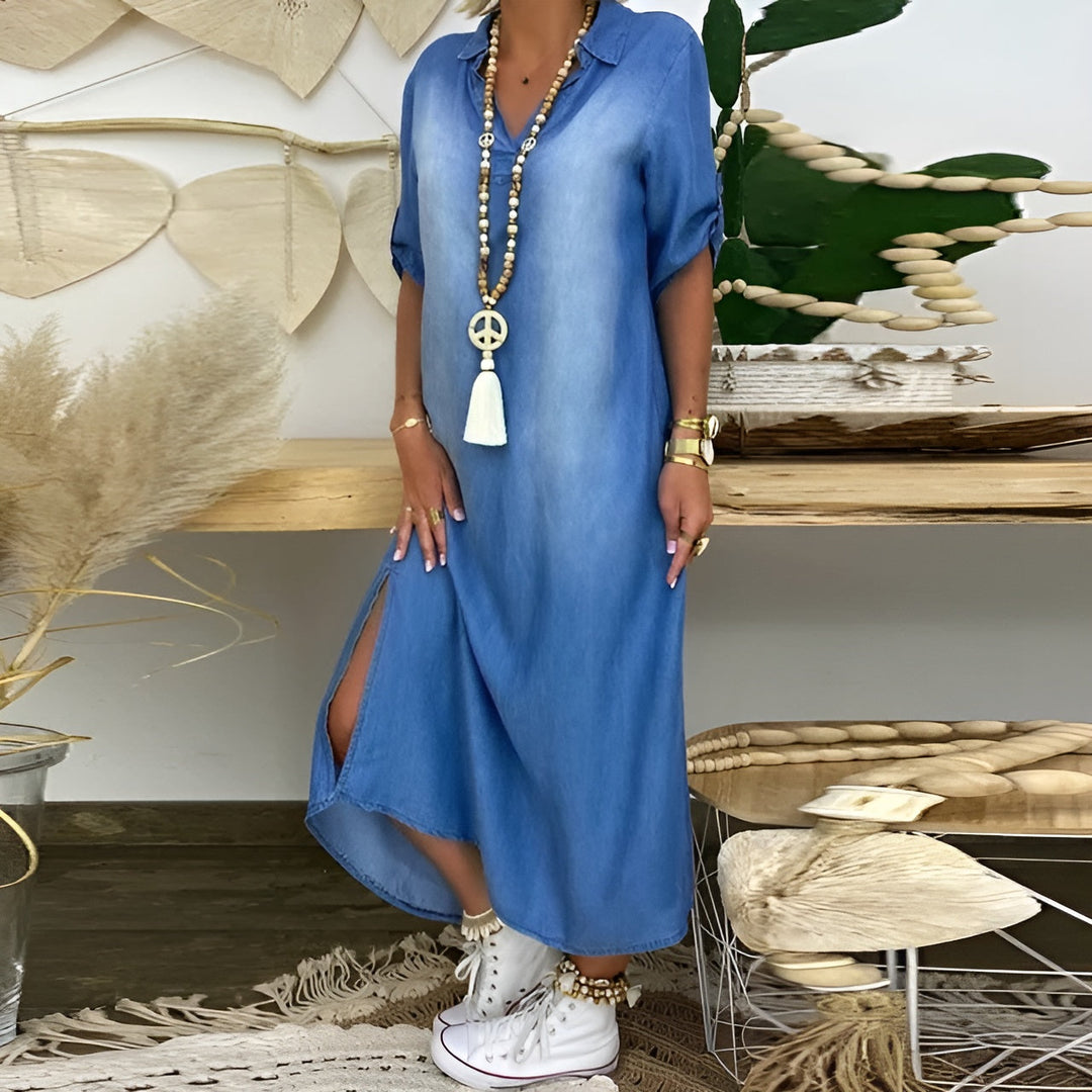 Sofia™ | Robe Longue Effet Jean